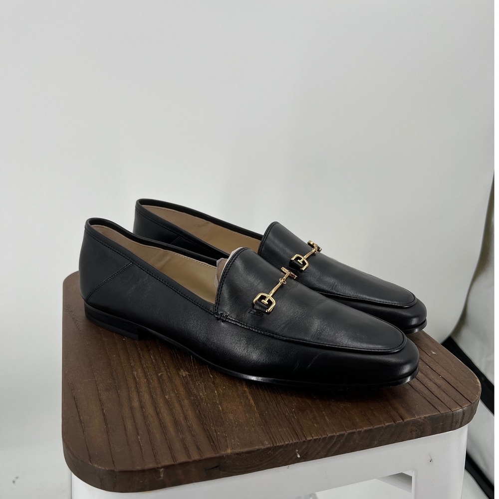 Sam Edelman Loraine Black Leather Bit Loafer Flats Gold Hardware 11 M